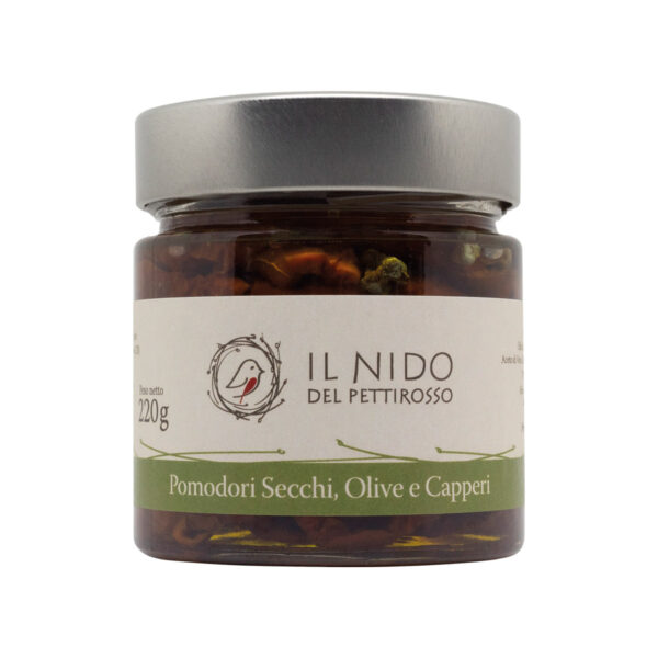 Pomodori secchi, olive e capperi sott'olio